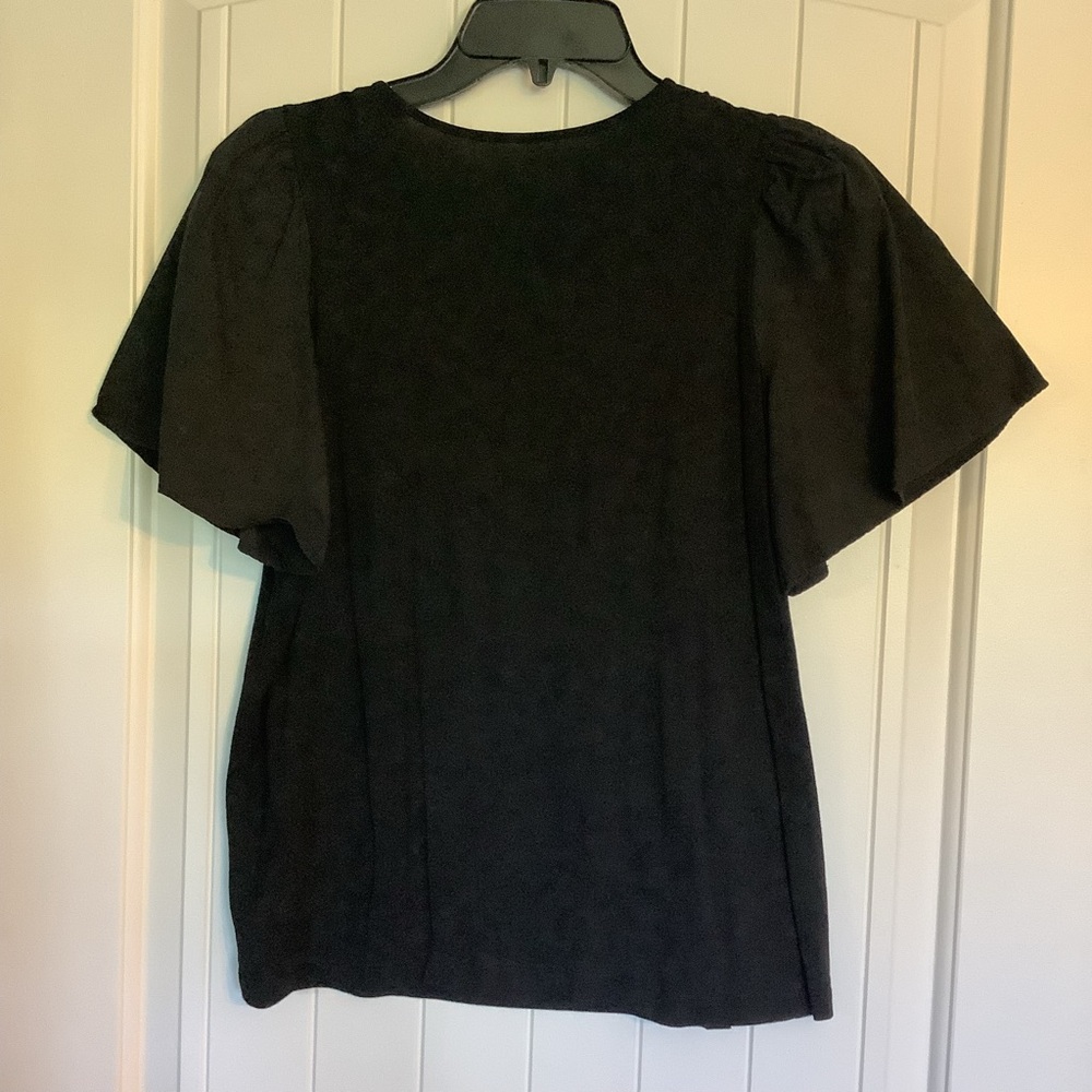 LOFT Black Blouse with White Accents - Picture 2 of 5